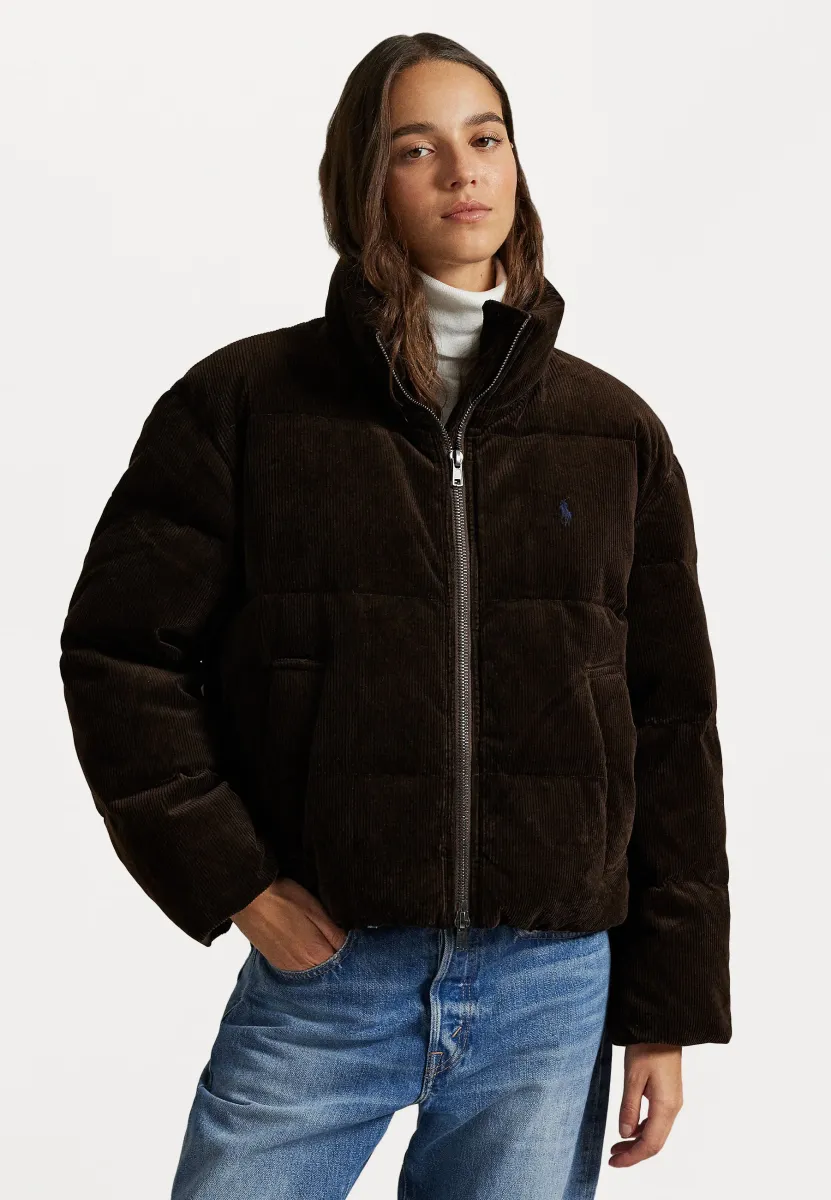 QUILTED CORDUROY DOWN JACKET - Daunenjacke - dark beech