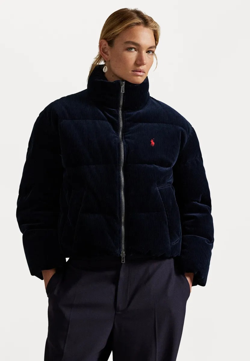 QUILTED CORDUROY DOWN JACKET - Daunenjacke - navy