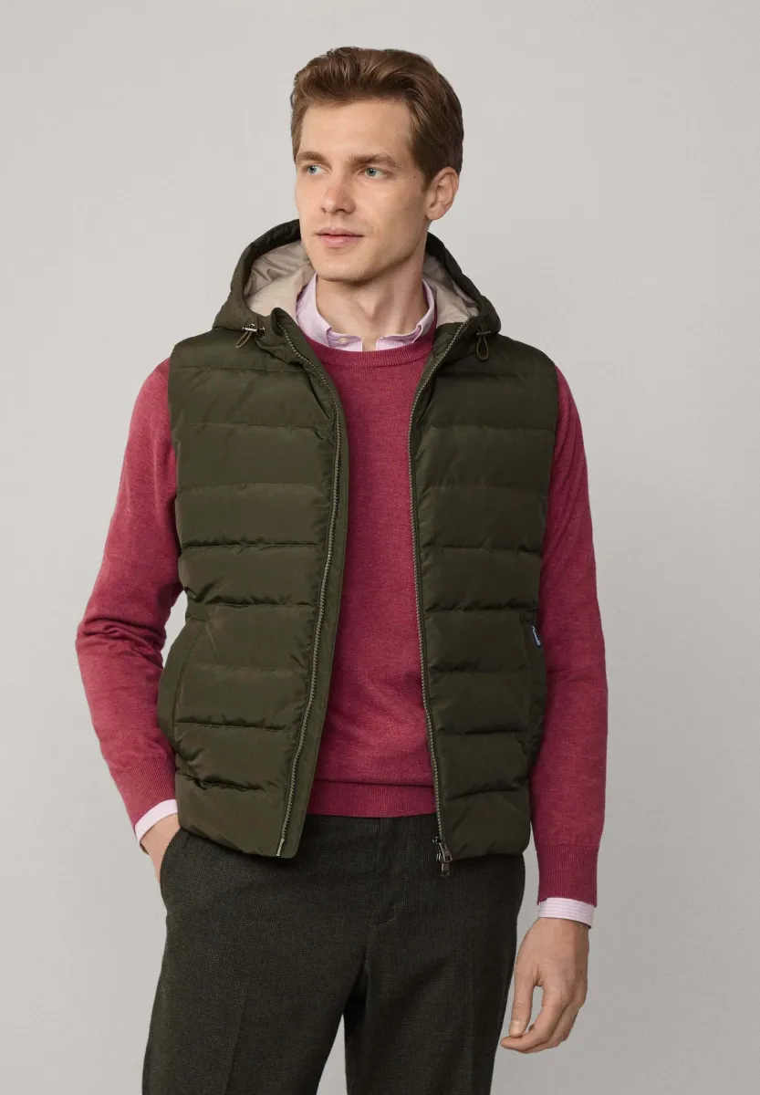 QUILTED HOOD - Weste - khaki green