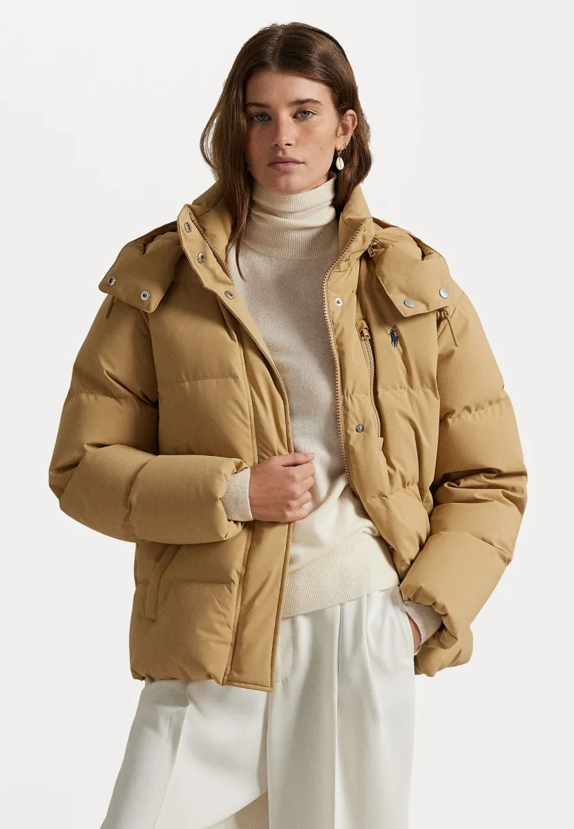 QUILTED HOODED DOWN JACKET - Daunenjacke - classic camel