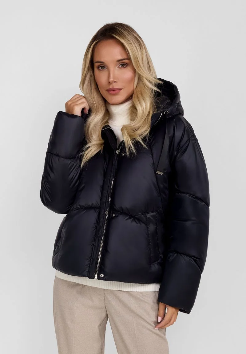 QUILTED HOODED ZIP-FRONT - Winterjacke - black
