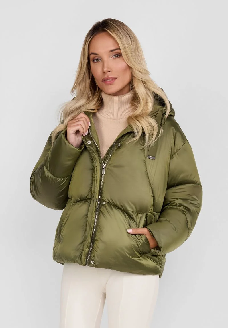 QUILTED HOODED ZIP-FRONT - Winterjacke - olive
