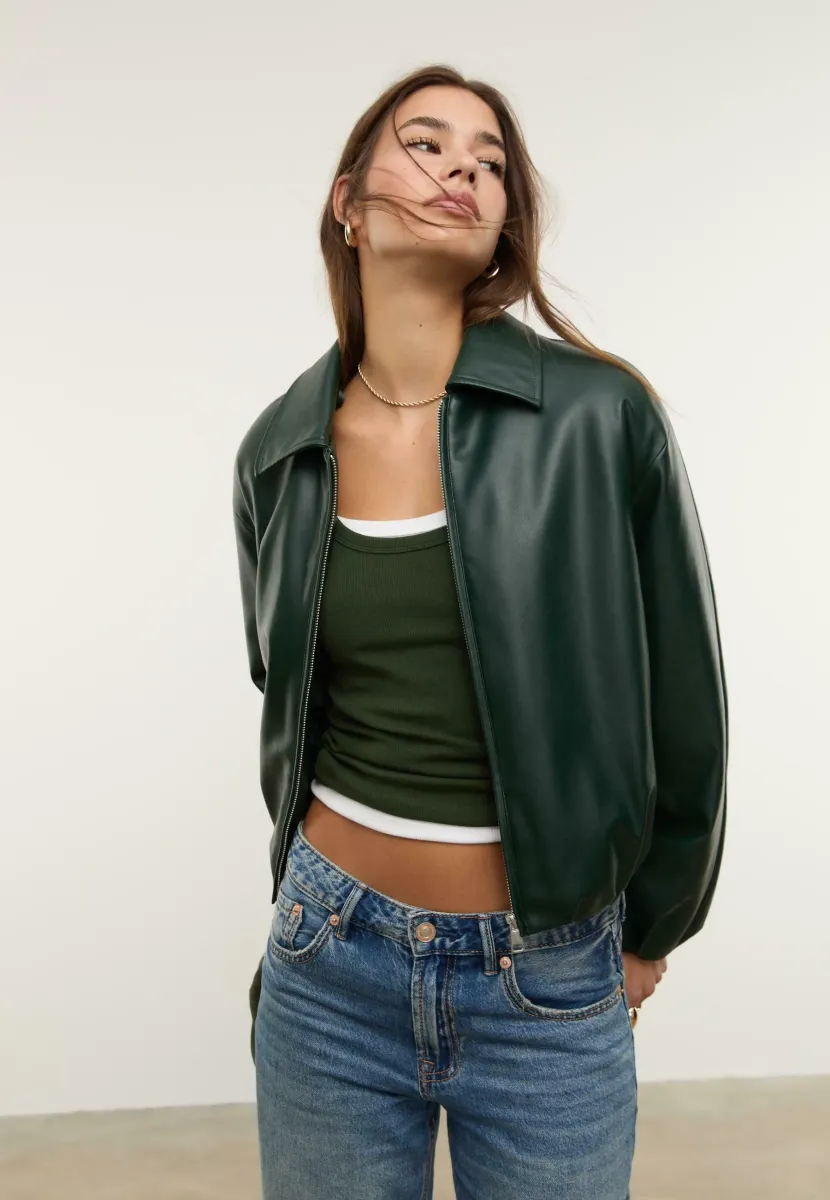 QUILTED  - Kunstlederjacke - green