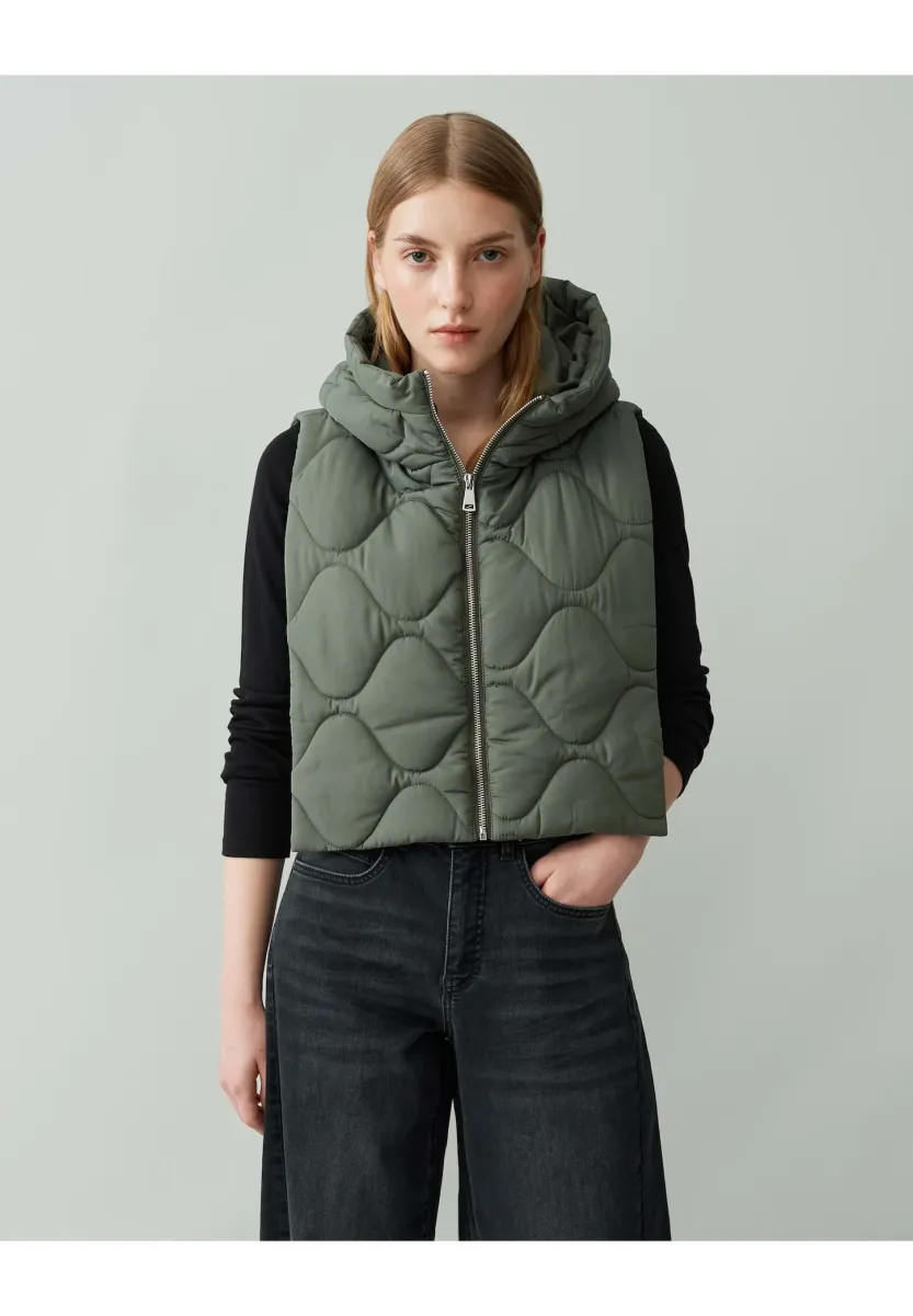QUILTED LAYERING - Weste - dark sage