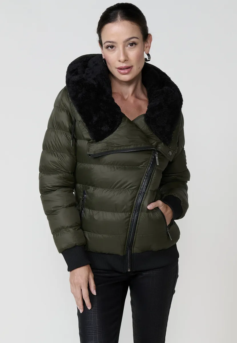 QUILTED WITH HOOD - Winterjacke - kaki khaki