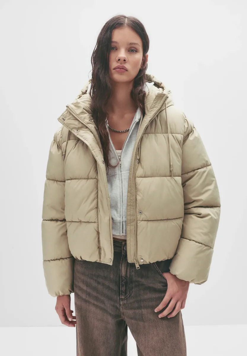 QUILTED WITH HOOD - Winterjacke - light green