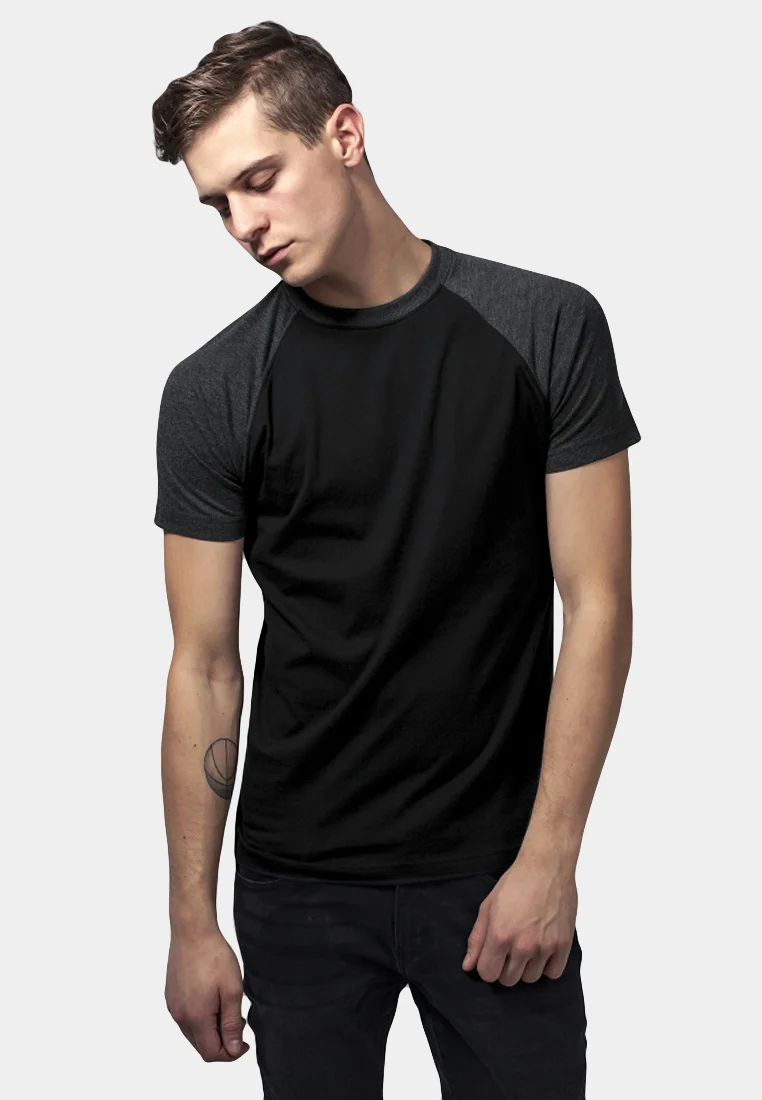 RAGLAN CONTRAST  - T-Shirt print - black mottled grey