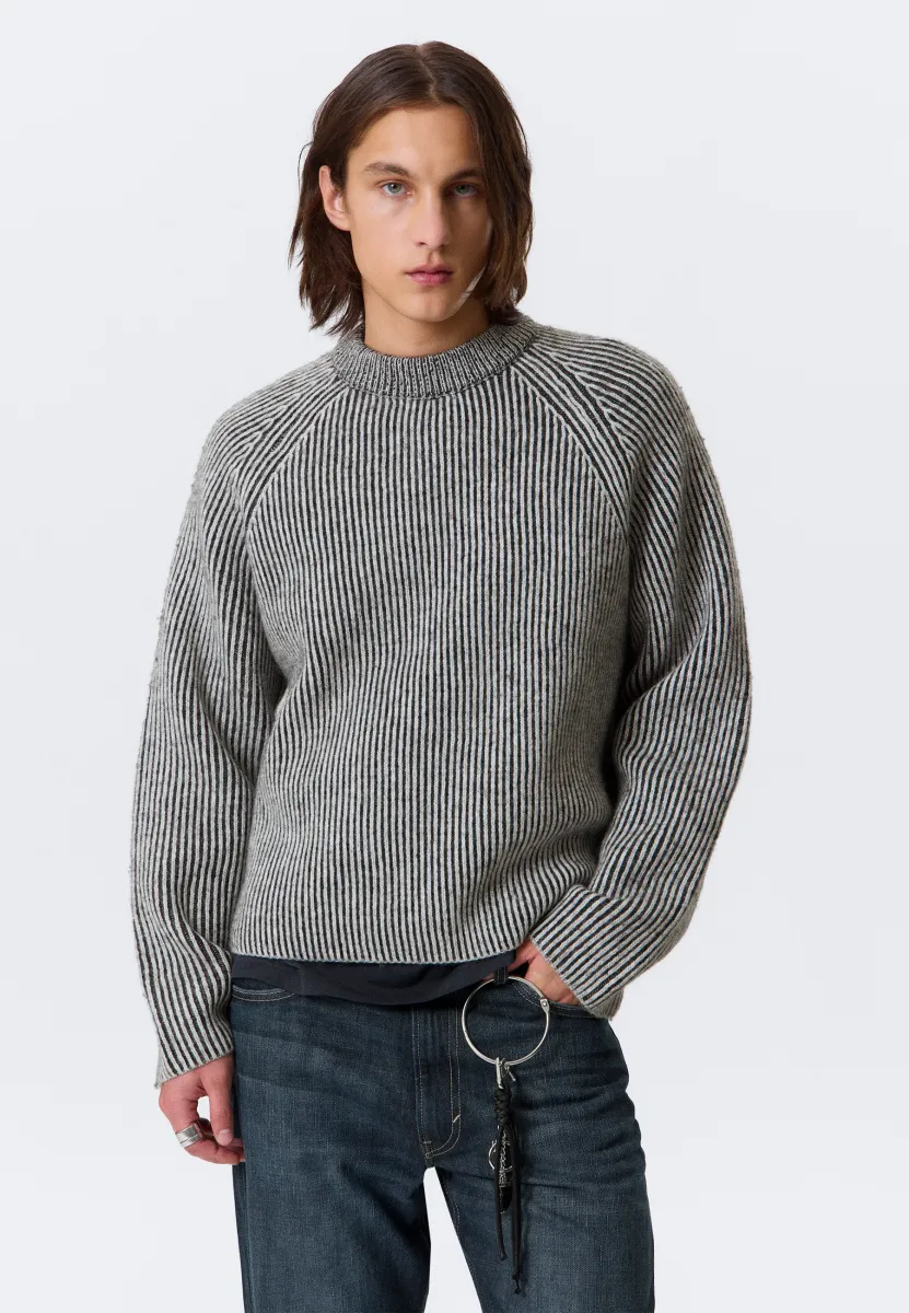RAGLAN WOOLBLEND - Strickpullover - white/black