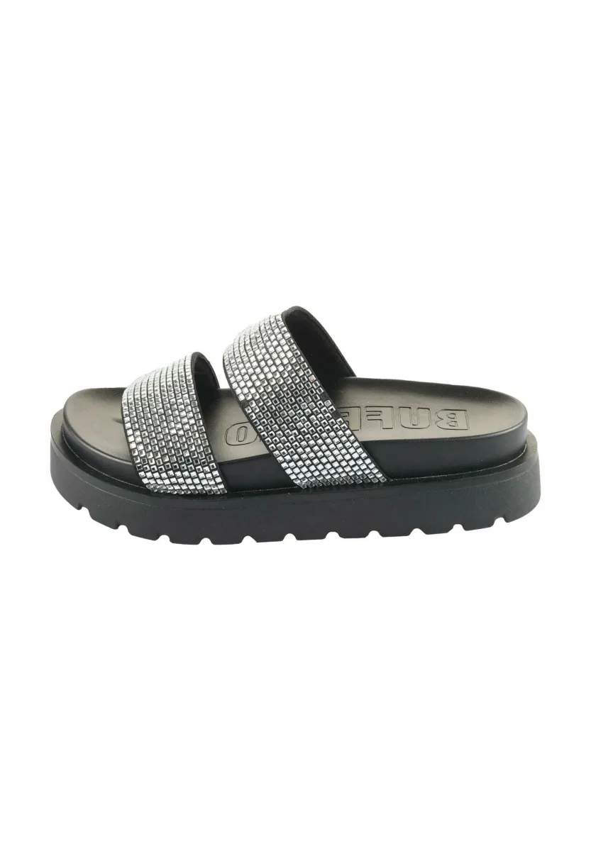 RAYA SPARK - Pantolette flach - black silver
