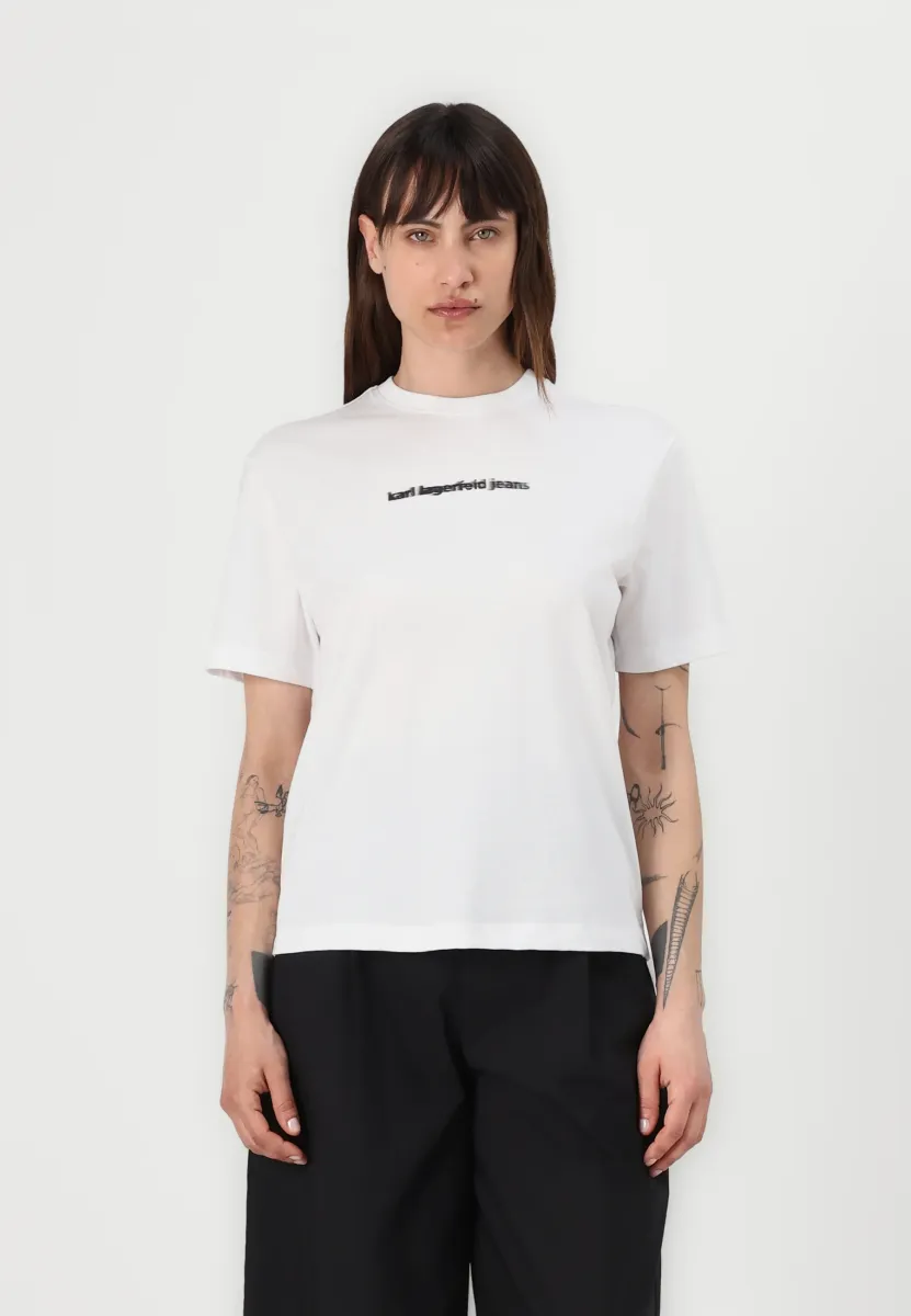 REG BLUR LOGO TEE - T-Shirt print - white