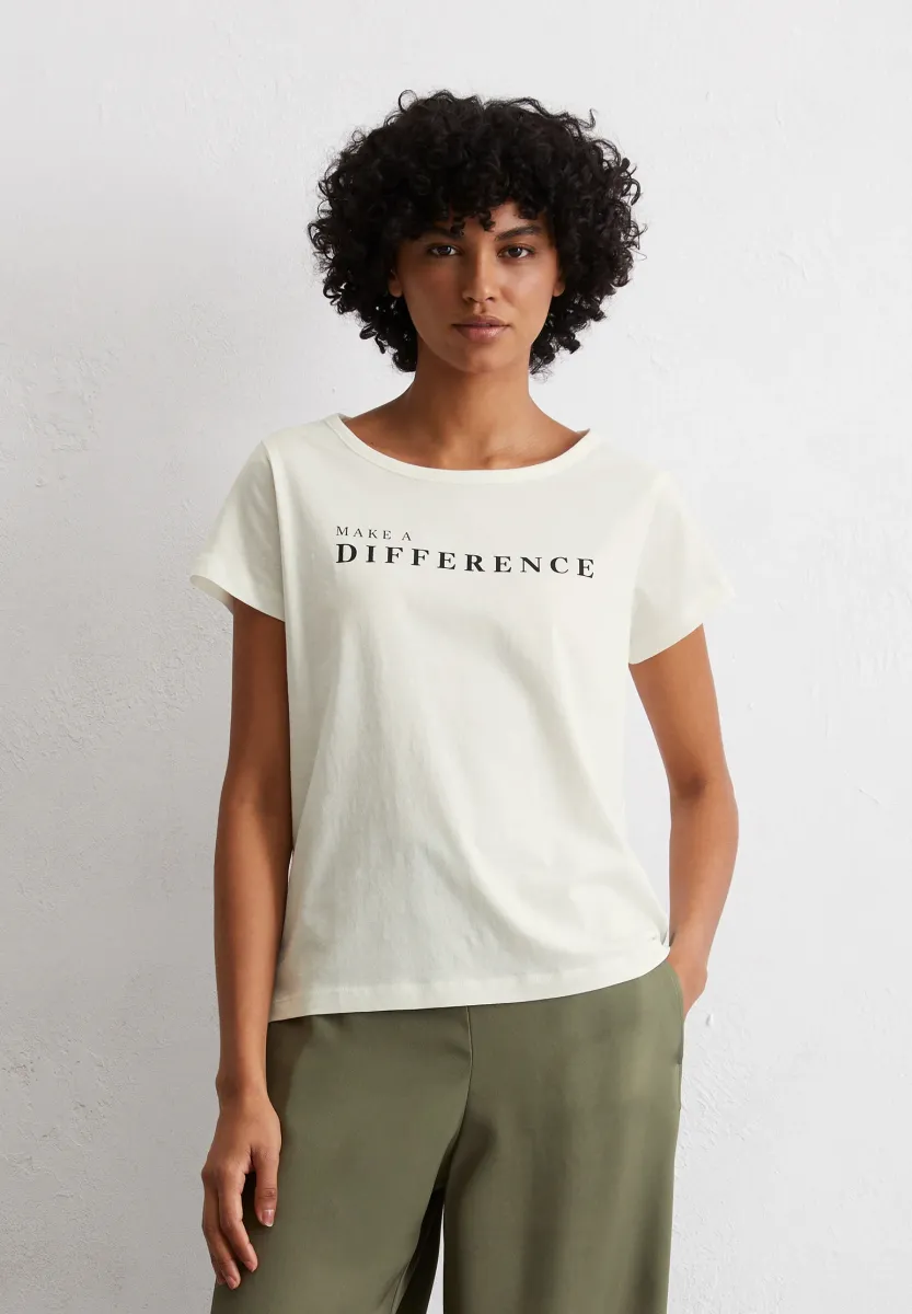 REGULAR AUS LEICHTEM SINGLE - T-Shirt print - white cotton