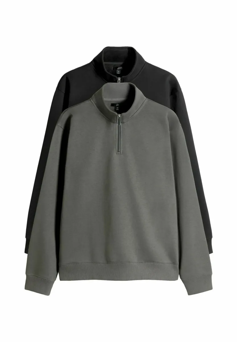 REGULAR FIT - 2 PACK QUARTER ZIP - Sweatshirt - black/grey