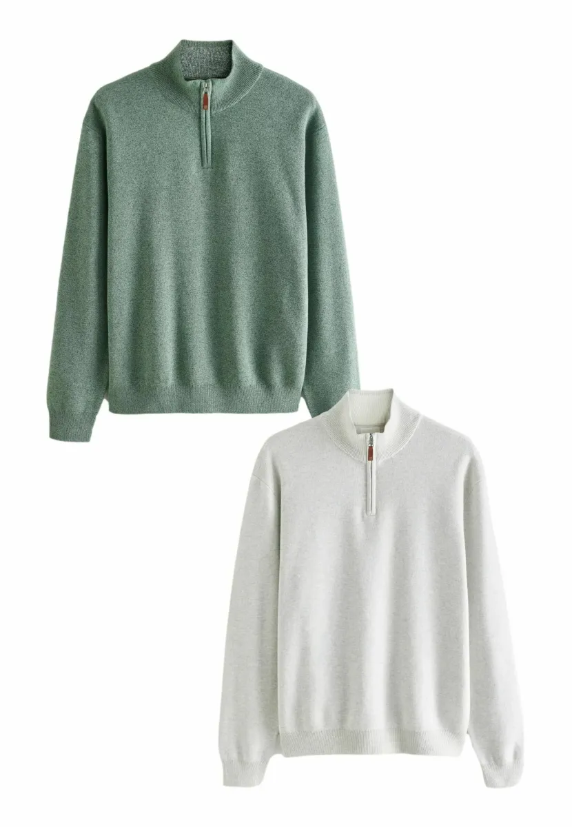 REGULAR FIT-2 PACK - Strickpullover - sage green oatmeal