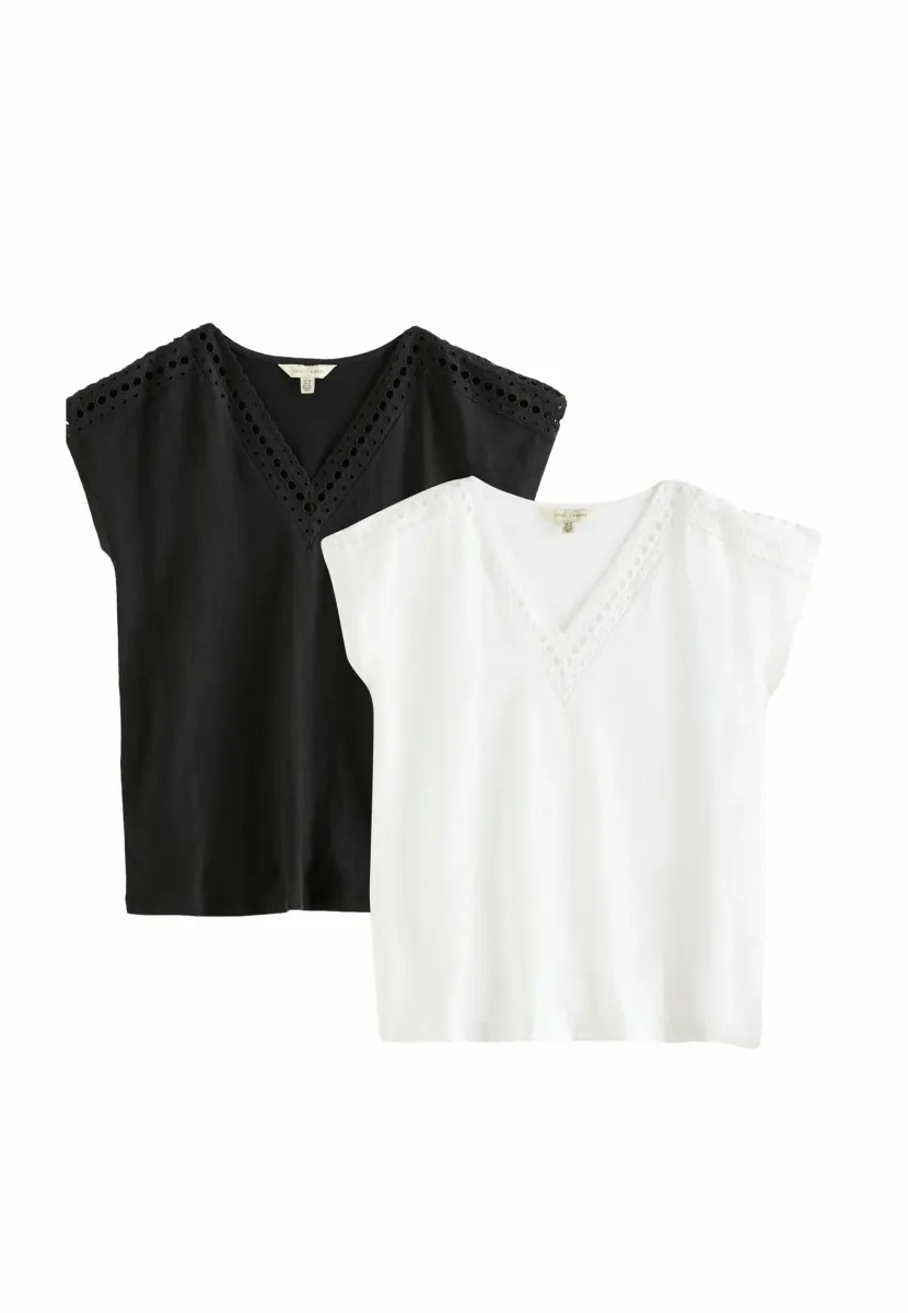 REGULAR FIT  2 PACK - T-Shirt print - black and ivory