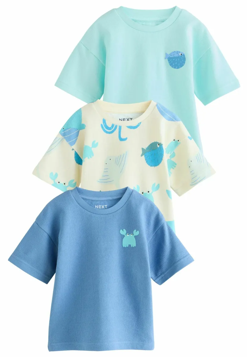 REGULAR FIT 3 PACK  - T-Shirt print - white blue