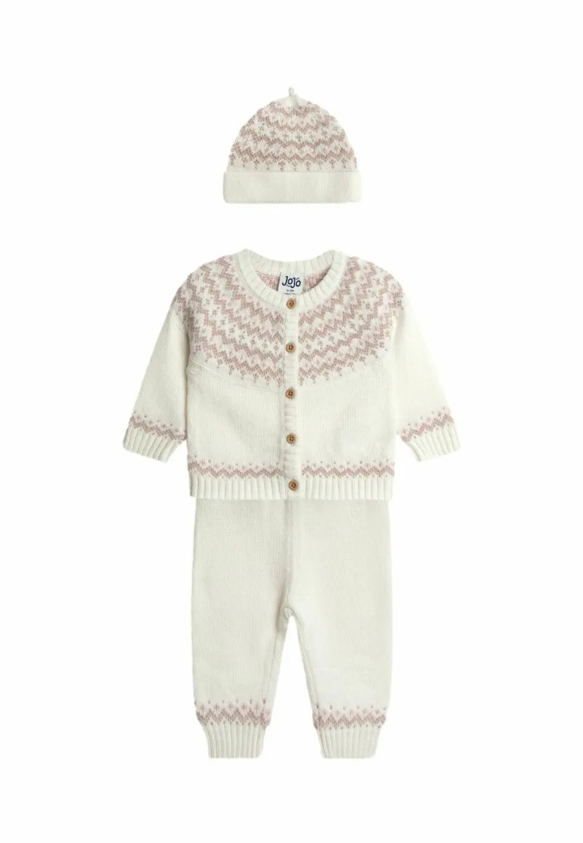 REGULAR FIT - 3 - PIECE SET  . - Strickjacke - cream fair isle
