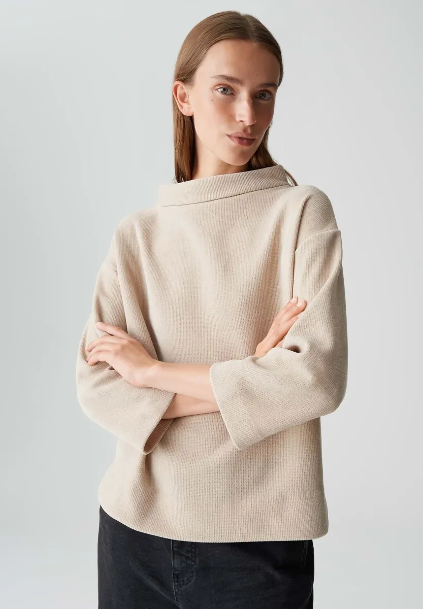 REGULAR FIT 3/4 SLEEVE STRUCTURED - Strickpullover - macadamia