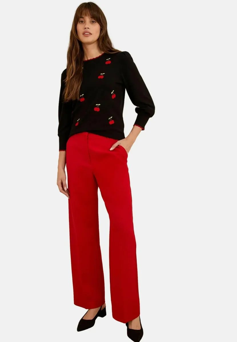 REGULAR FIT 3/4 - Strickpullover - black embroidered cherry
