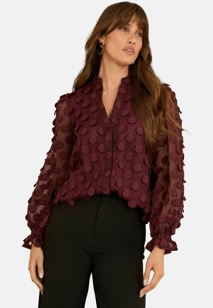 REGULAR FIT - 3D SPOT LONG SLEEVE - Hemdbluse - burgundy red
