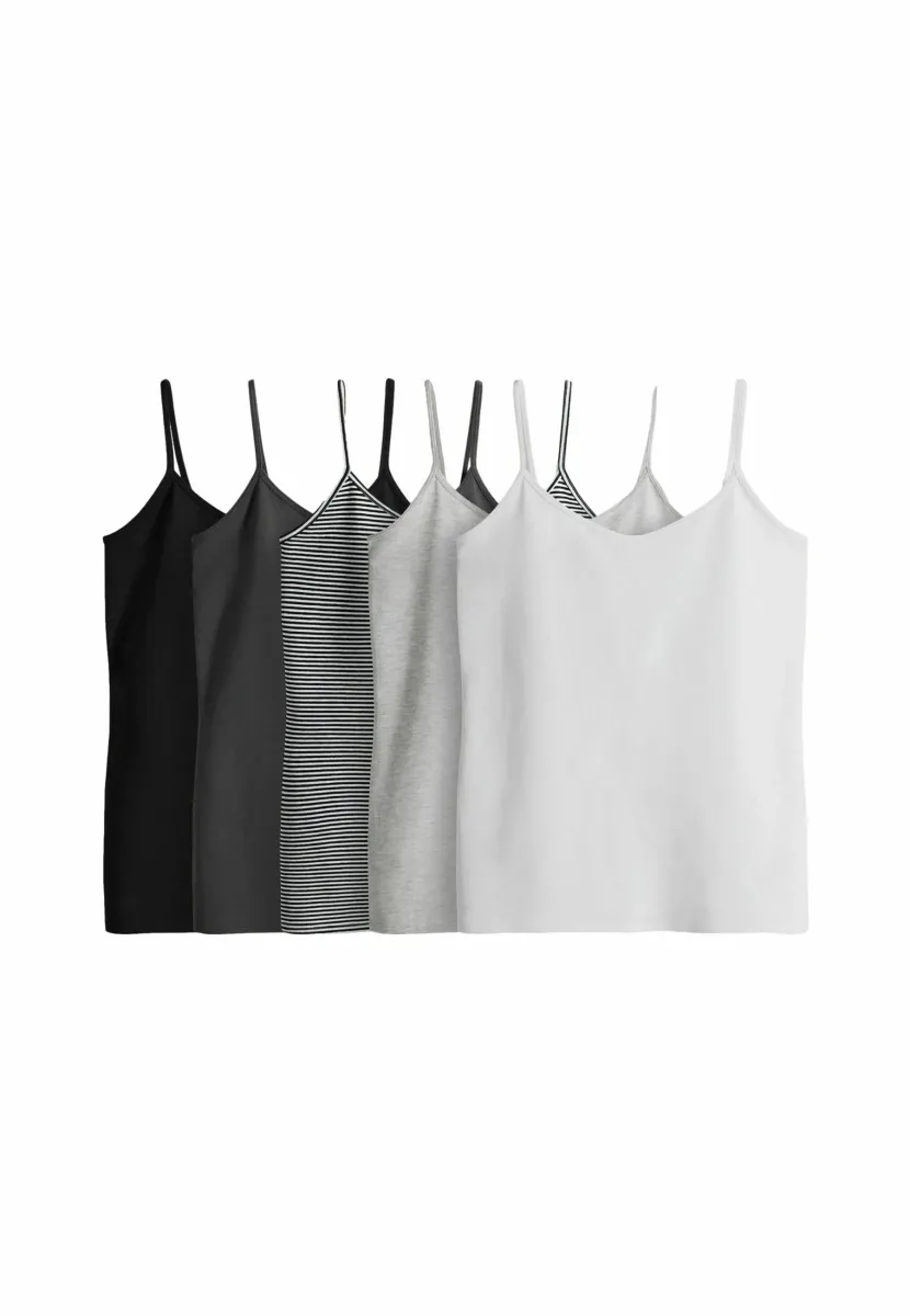REGULAR FIT - 5 PACK - Top - black grey stripe light grey marl white