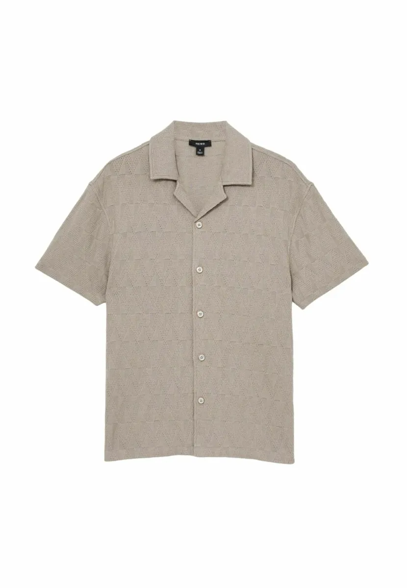 REGULAR FIT - ACKLING TEXTURED CUBAN-COLLAR  - Hemd - mink brown