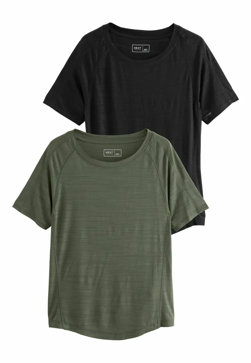 REGULAR FIT - ACTIVE CREW NECK LIGHTWEIGHT SHORT SLEEVE 2 PACK  - T-Shirt basic - black green