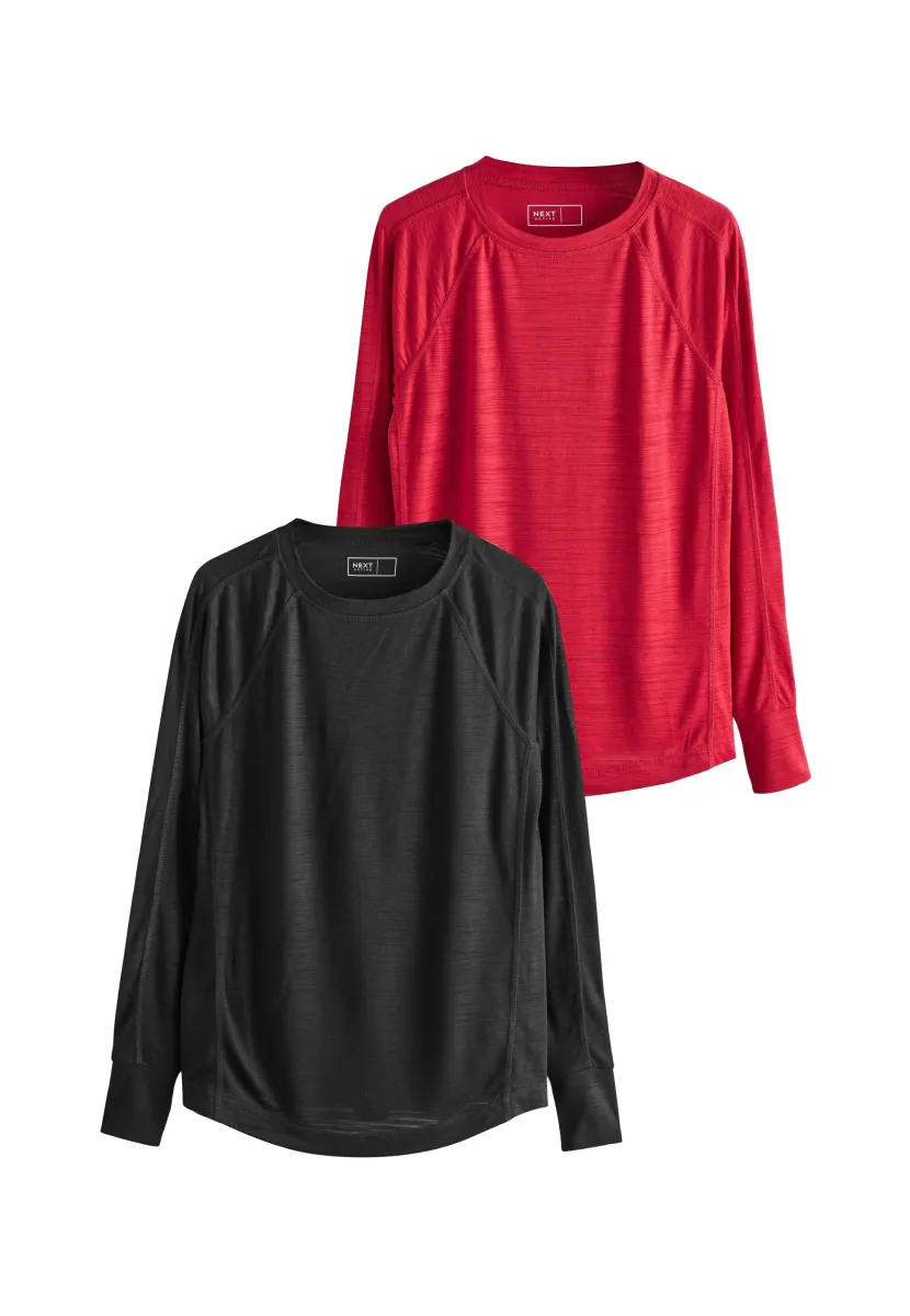 REGULAR FIT - ACTIVE LIGHTWEIGHT LONG SLEEVE 2 PACK - Langarmshirt - black red