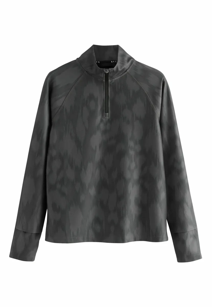 REGULAR FIT - ACTIVE QUARTER ZIP RUNNING - Langarmshirt - black white