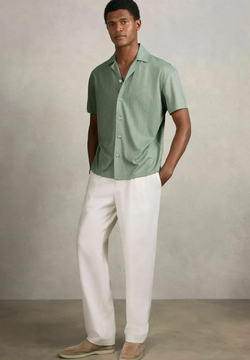 REGULAR FIT - ANDO JACQUARD-STRIPE CUBAN-COLLAR  - Hemd - mint green