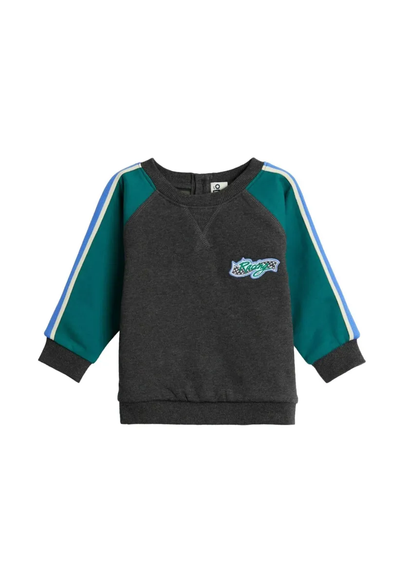 REGULAR FIT - APPLIQUÉ DROP SHOULDER - Sweatshirt - charcoal grey ready set race