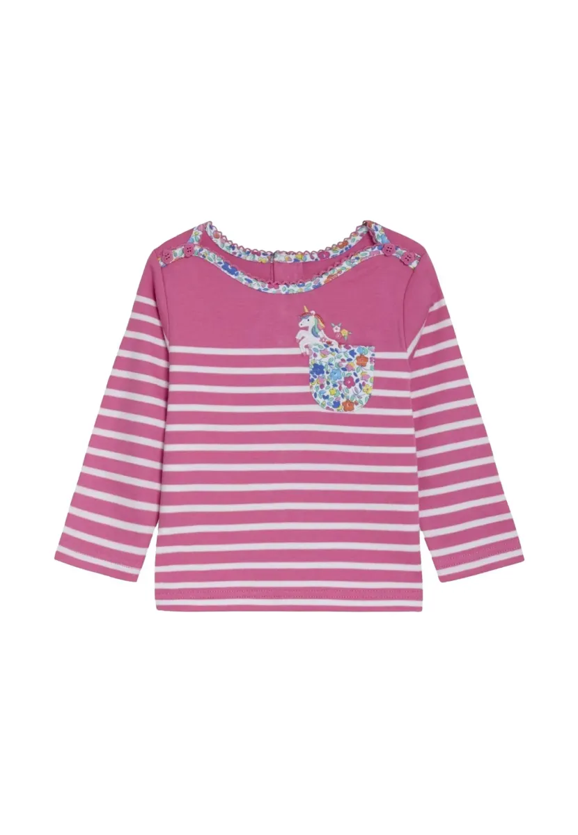 REGULAR FIT - APPLIQUÉ POCKET BRETON - Langarmshirt - raspberry pink unicorn