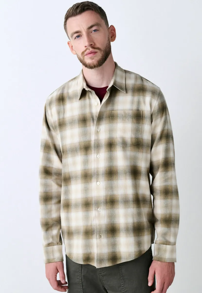 REGULAR FIT - BACK PRINTED LONG SLEEVE CHECK - Hemd - neutral