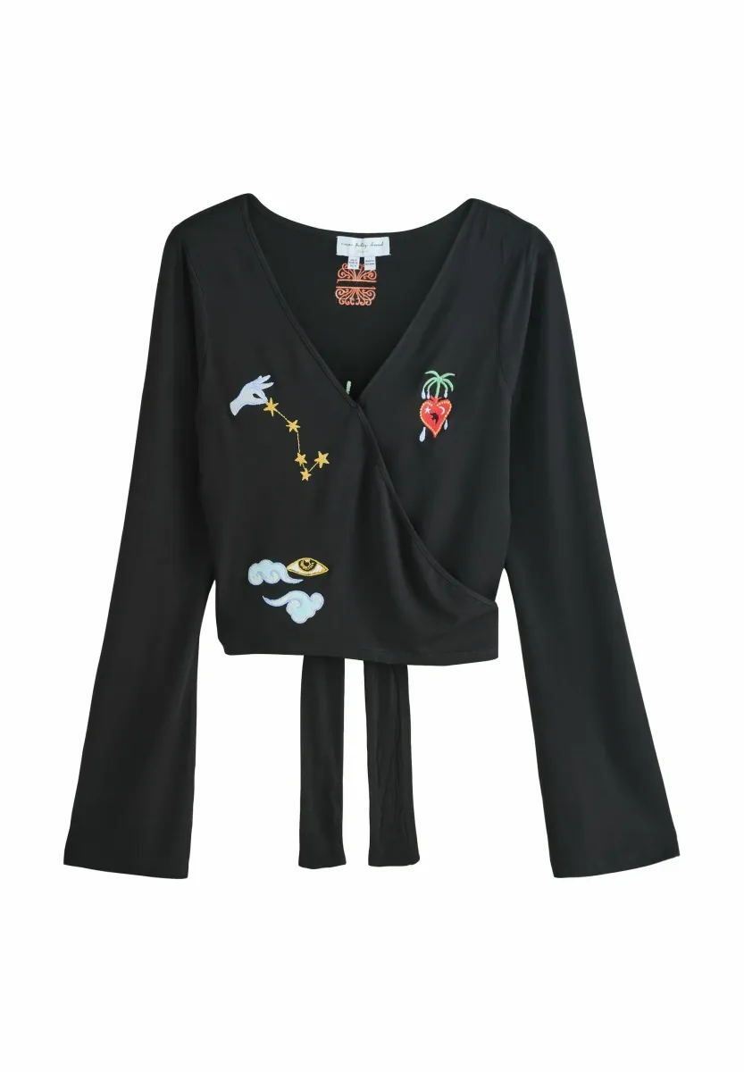 REGULAR FIT - BALLET WRAP - Langarmshirt - black embroidery