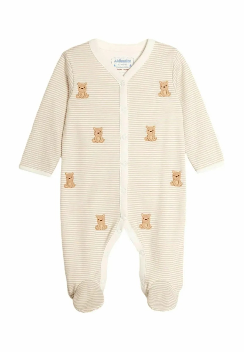 REGULAR FIT - BEAR EMBROIDERED - Strampler - natural