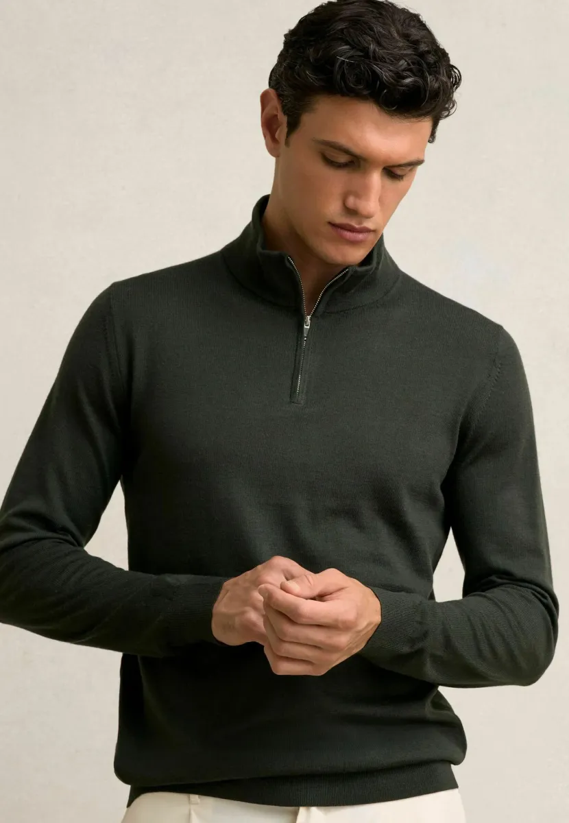 REGULAR FIT - BLACKHALL HALF-ZIP  - Strickpullover - dark military green