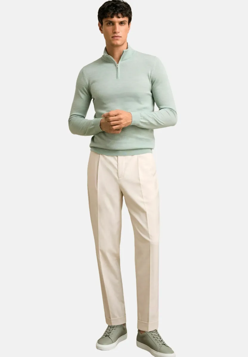 REGULAR FIT - BLACKHALL HALF-ZIP - Strickpullover - sage green melange