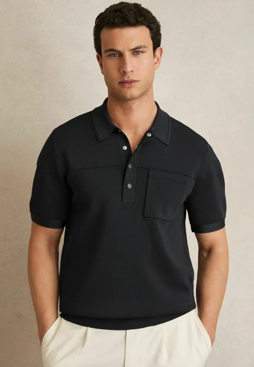 REGULAR FIT BLINKER PRESS STUD SEAM DETAIL - Poloshirt - navy