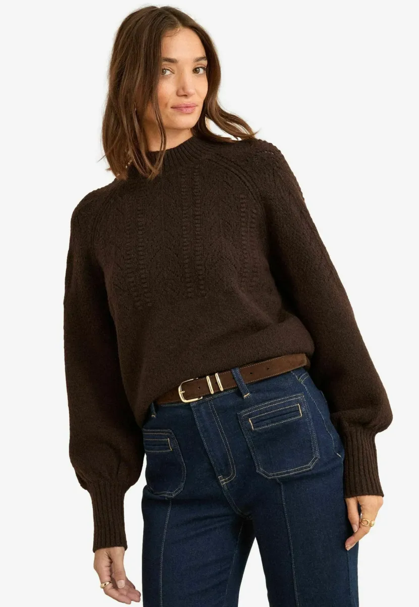 REGULAR FIT - BOBBLE STITCH - Strickpullover - chocolate brown