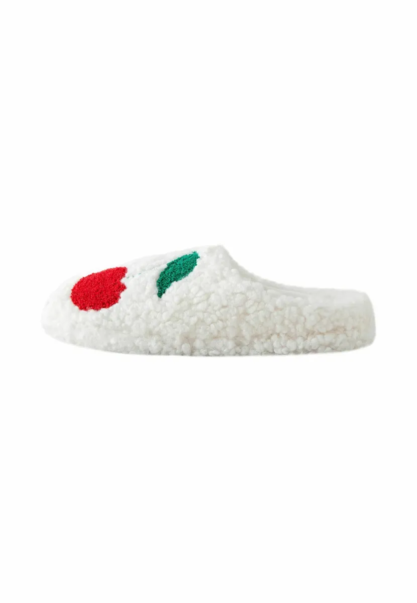 REGULAR FIT - BORG GRAPHIC   - Pantolette flach - ecru cherries