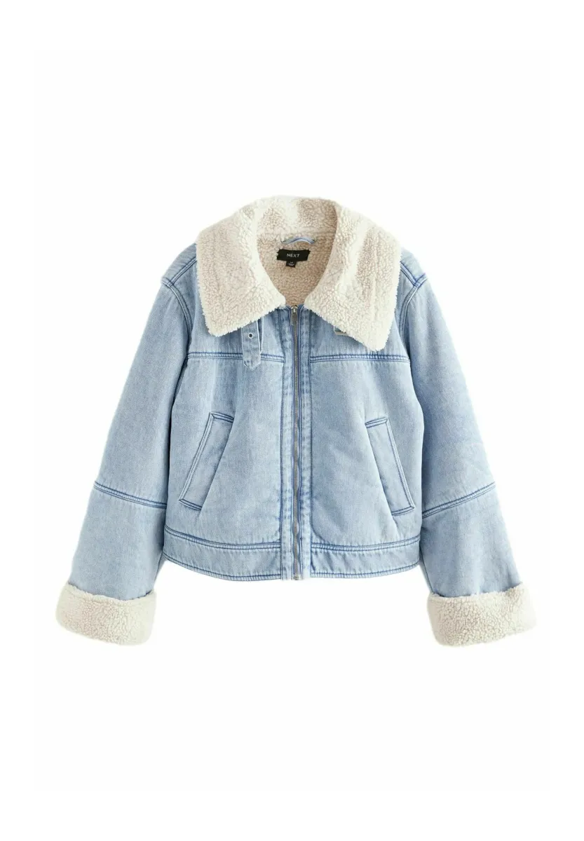 REGULAR FIT BORG - Jeansjacke - mid blue