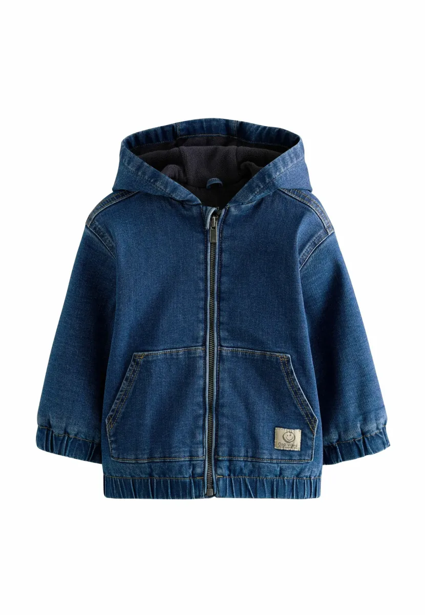 REGULAR FIT - BORG LINED HOODED THROUGH - Jeansjacke - blue denim