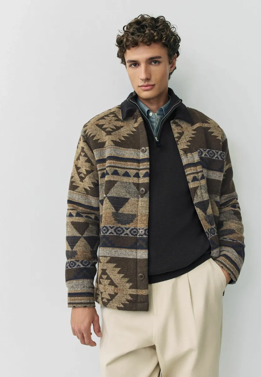 REGULAR FIT - BORG LINED NAVAJO STYLE - Übergangsjacke - brown