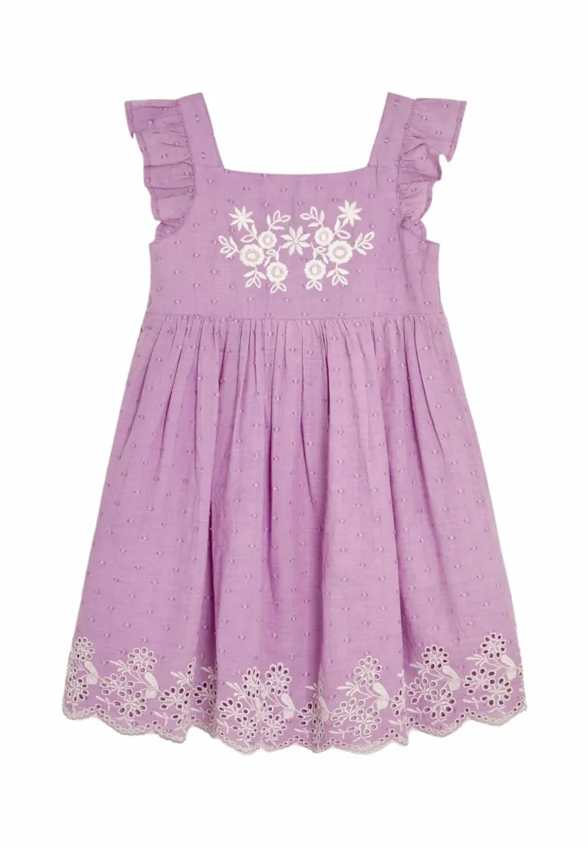 REGULAR FIT - BRODERIE FRILL SHOULDER - Freizeitkleid - lilac purple