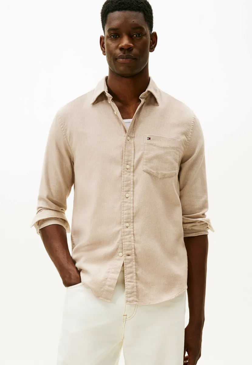 REGULAR FIT BRUSHED FLANNEL - Hemd - coastal taupe