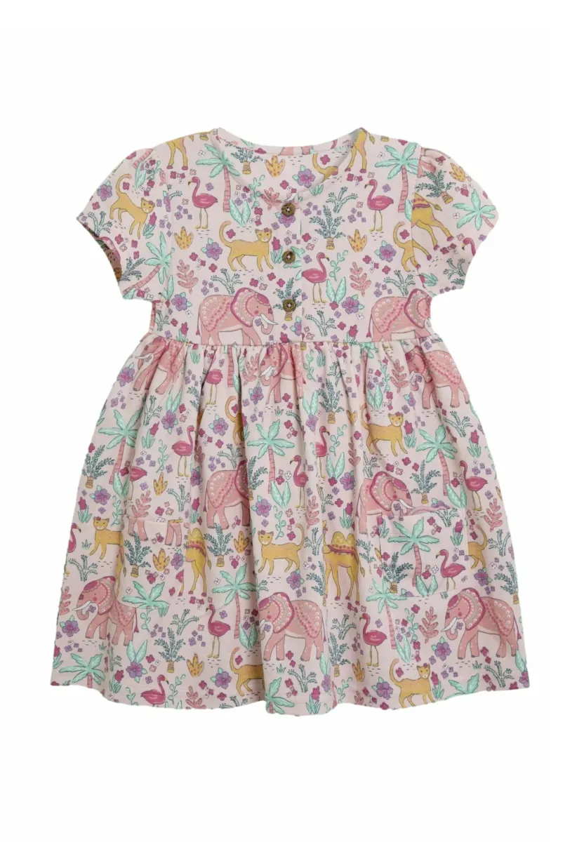 REGULAR FIT - BUTTON FRONT - Jerseykleid - coral pink safari animals
