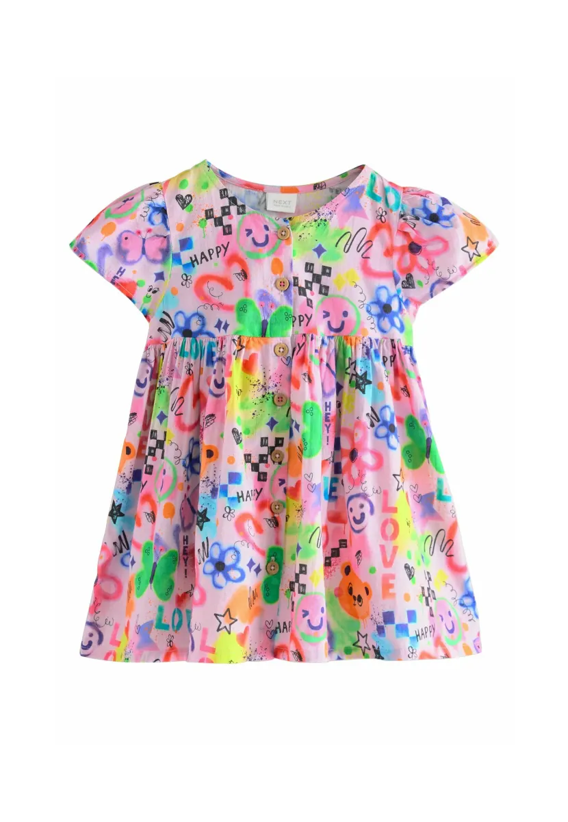 REGULAR FIT - BUTTON UP - Blusenkleid - multi pink graffiti