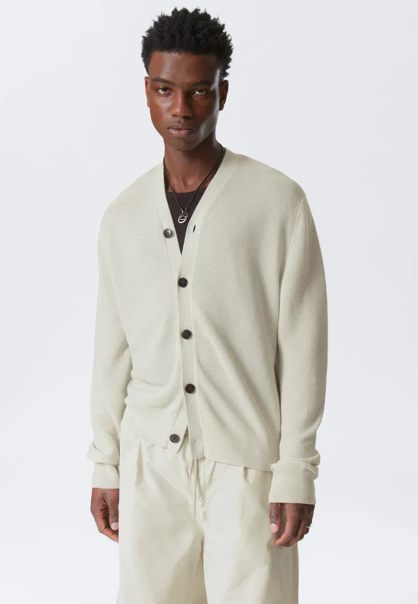 REGULAR FIT BUTTON UP - Strickjacke - light beige