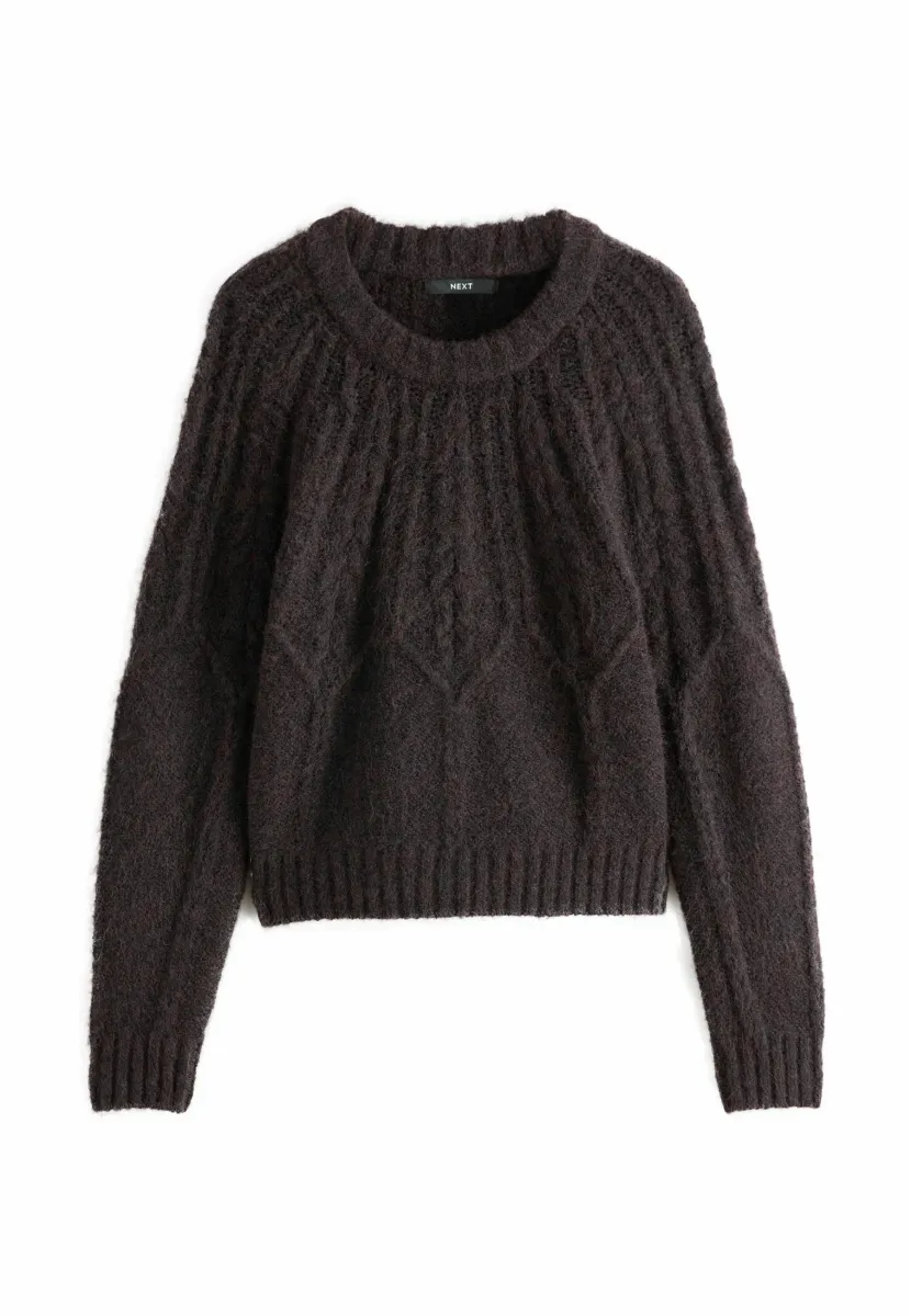 REGULAR FIT -  CABLE CREW NECK  - Strickpullover - chocolate brown