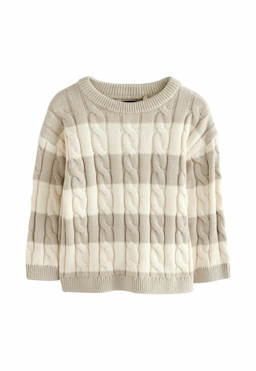 REGULAR FIT - CABLE CREW NECK - Strickpullover - neutral