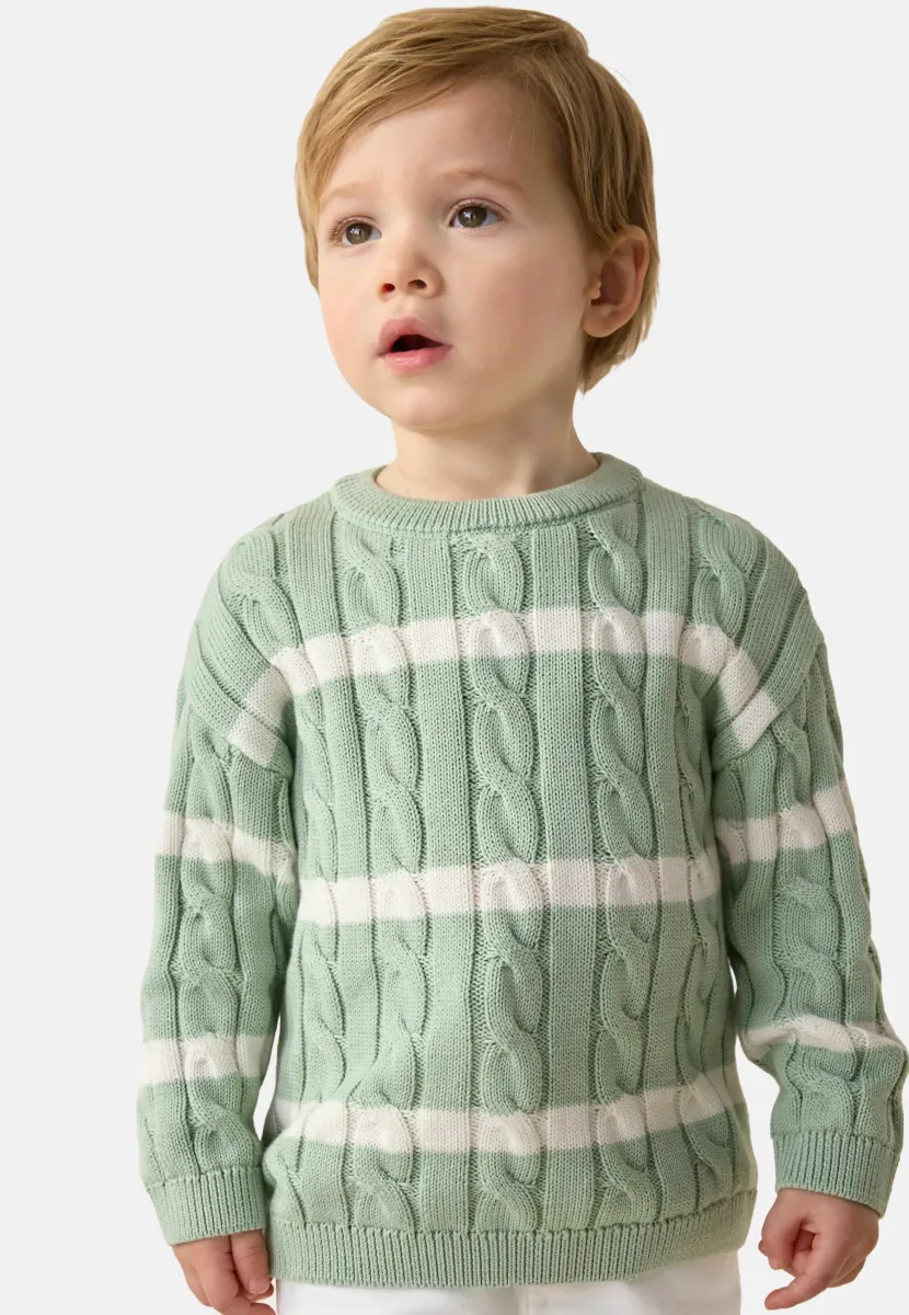 REGULAR FIT - CABLE CREW NECK - Strickpullover - sage green